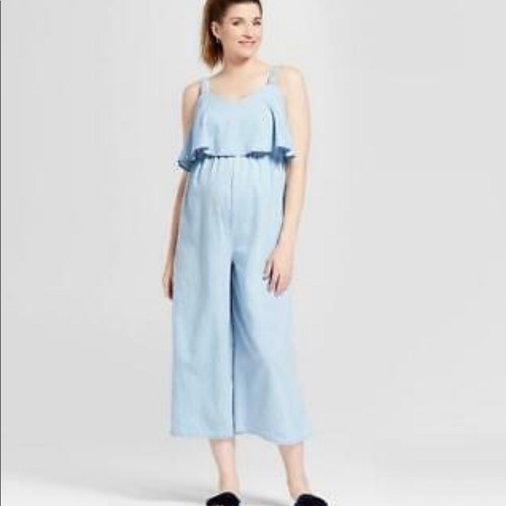 Isabel Maternity/Nursing Chambray Jumpsuit Romper